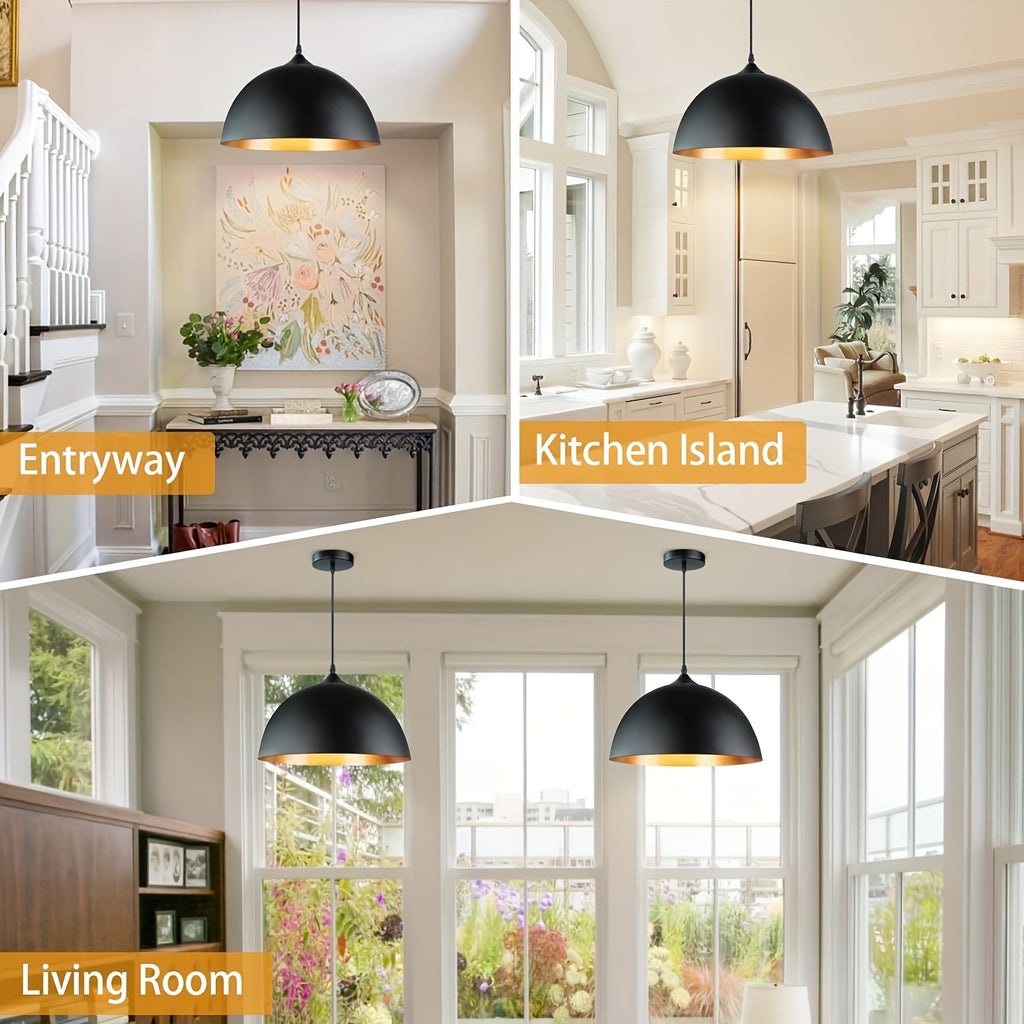 2-Piece Industrial Style Kitchen Island Pendant Light, Vintage Rustic Hanging Decor for Kitchen, Farmhouse Dining Room, E26/E27 Base Ceiling Light, Bulb Not Included
