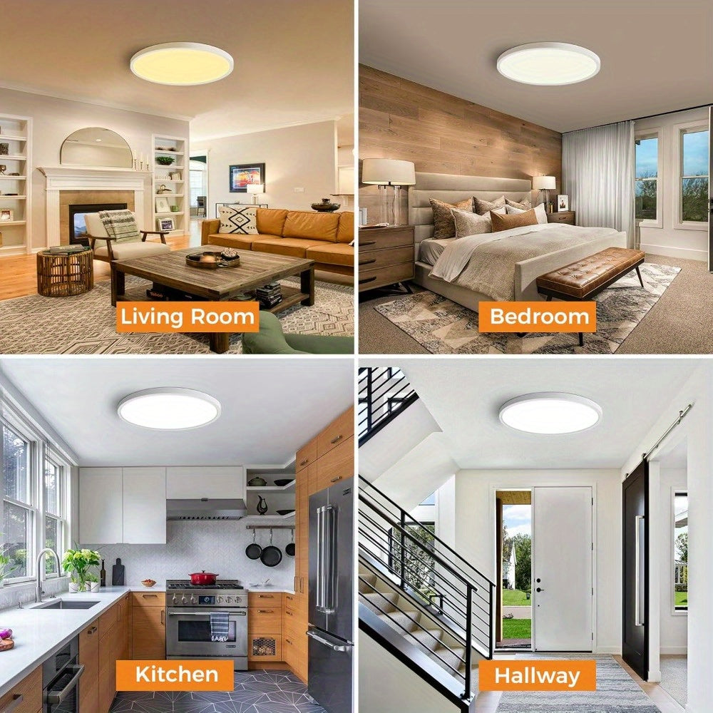 8-pack, 6.5-inch white LED ceiling light set, available in three color options: 3000K, 4000K and 6500K. This 12W, 1200LM flat round ceiling light is very suitable for kitchen, bedroom, hallway and porch.