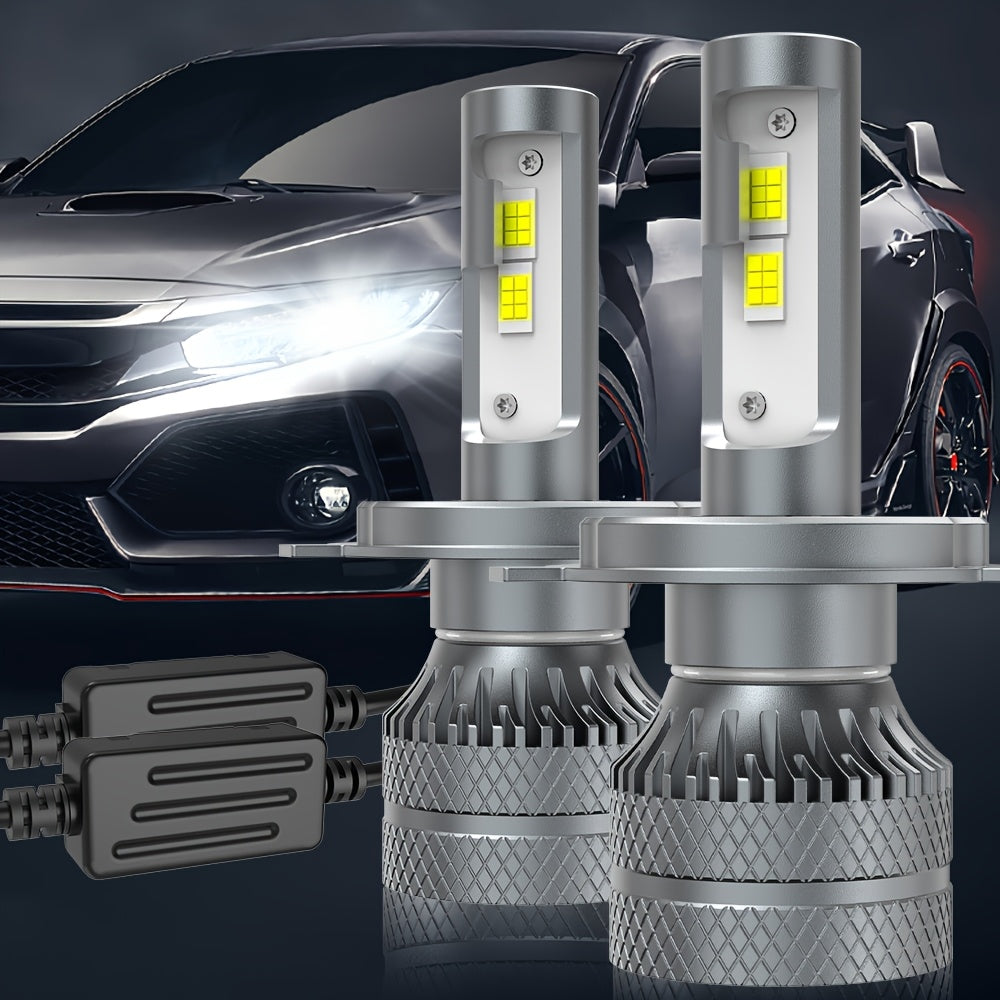 2-Pack Car LED Headlight Bulbs, Providing 29,400 Lumens, 220 Watts, and 6500K Cool White Color Temperature. Compatible with H1, H4, H7, H18, H8, H9, H11, H16, 9005, 9006 and 9012 Sockets, No Battery Included