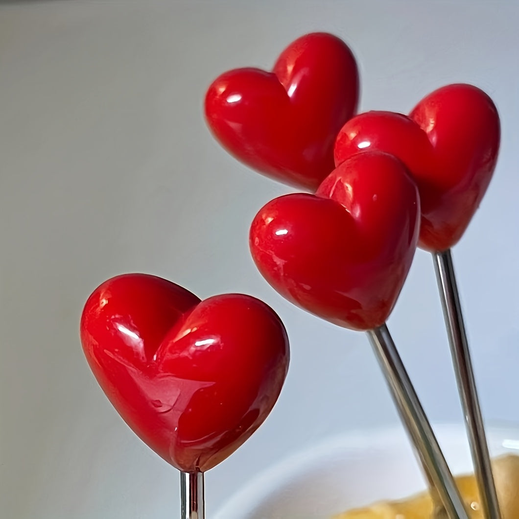 304 Stainless Steel Heart-Shaped Fruit Forks – Romantic Cutlery for Valentine‘s Day, Christmas, Wedding Parties – Durable Decorative Fresh Fruit & Snack Forks