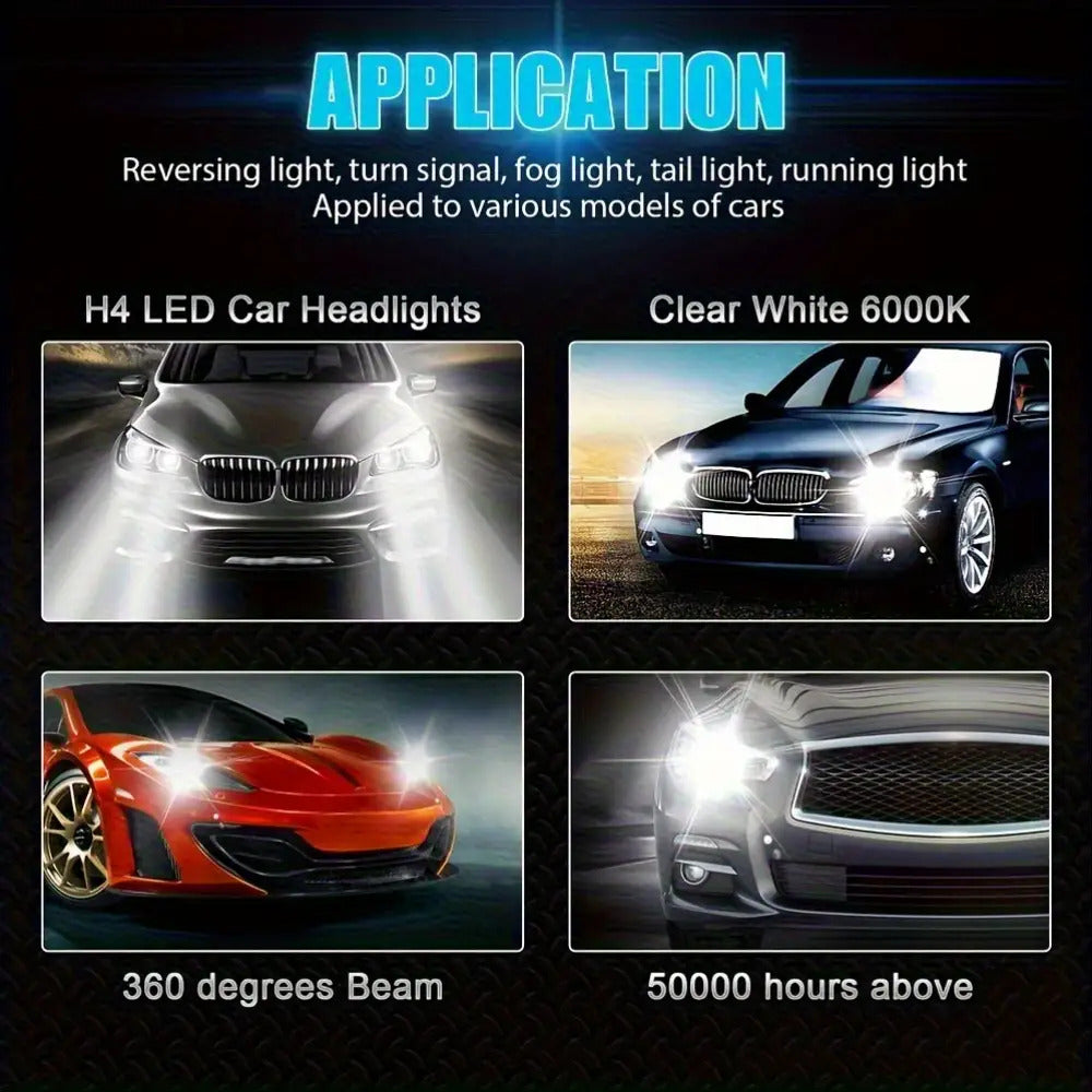 2-Pack H4/9003/HB2 LED Headlight Conversion Kit High Brightness Car Motorcycle Truck Fog Light Driving Light 6000K Color Temperature