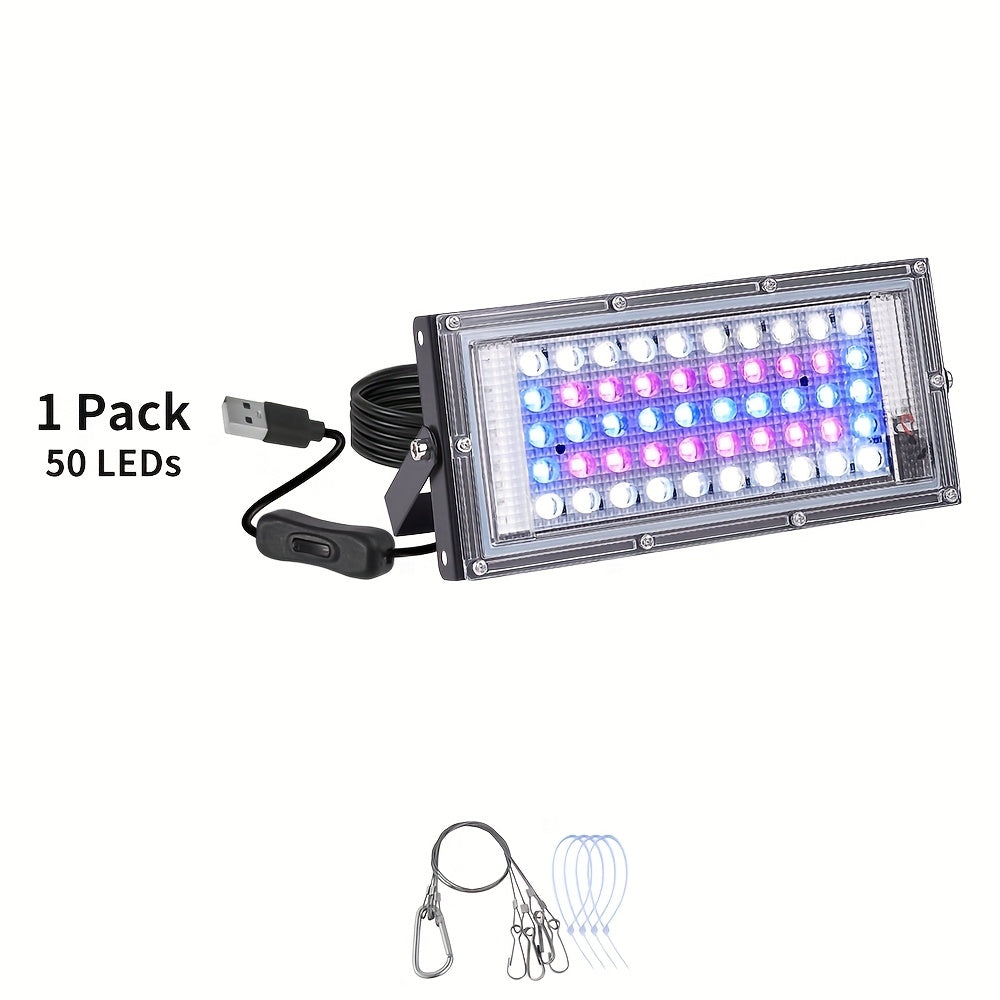1-4 Pack 50/96/144 LED Full Spectrum Plant Grow Light, Ideal for Indoor Plant Seed Germination, Blooming and Fruiting, Equipped with 59 Inch Power Cord, USB Plug and Switch, Low Voltage 5V