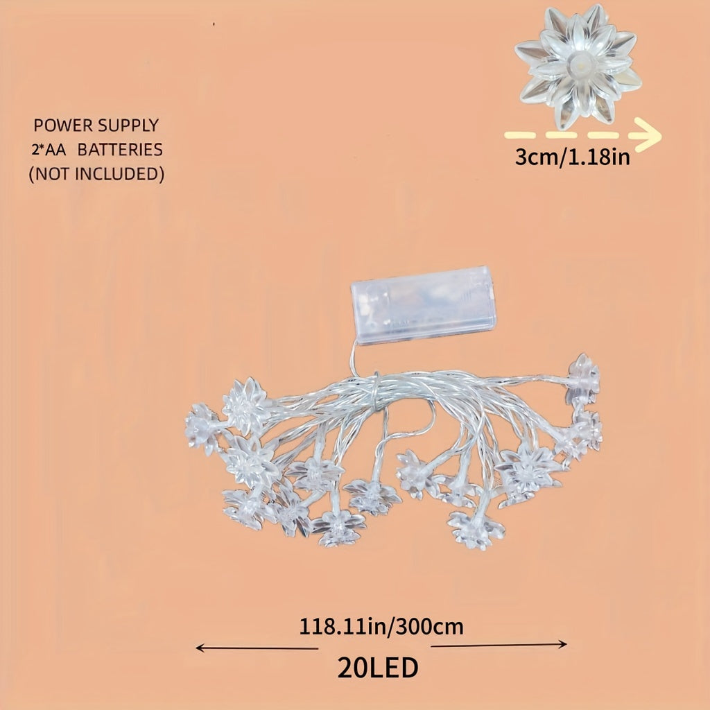 一套59.06/118.11英寸蓮花燈籠，電池供電10/20 LED仙女燈，適用於室內/室外房間和庭院，聖誕節感恩節新年派對裝飾串燈，不含電池，萬聖節裝飾，聖誕節裝飾