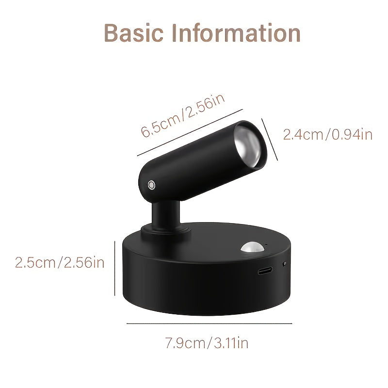 2-pack rechargeable wireless LED spotlights, premium black and white color scheme, 3-color temperature lighting, adjustable brightness, 500mAh wall light, suitable for oil paintings, plants and bedrooms