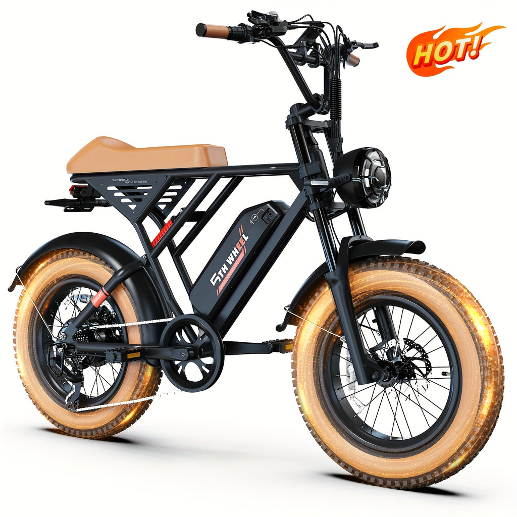 20"x4.0" 电动山地自行车 | 双盘刹车，最高时速 20MPH，749W 电机，48V 15.6Ah，全悬挂，非常适合越野探险、公路旅行和户外探索，父亲、朋友的礼物 | 复古棕色，合金钢车轮