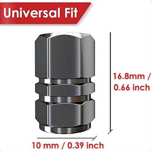 12-Pack Heavy Duty Tire Valve Caps – Hexagon Design, Dustproof O-Ring Rubber Seal, Lightweight Aluminum Alloy, Gunmetal Gray with Red Knob, All-Weather Leak-Proof for Outdoor Use