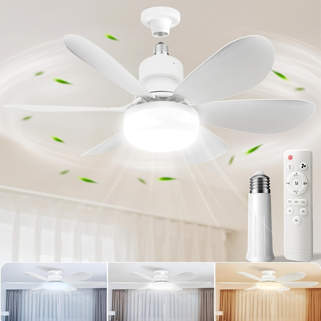 Sofucor 1 Piece 20" Flush Mount Ceiling Fan with Light, Remote Control, Small Ceiling Fan with Light, Timing & Dimmable 3 Colors, E26 Base Ceiling Fan, Ideal for Bedroom, Living Room, Garage, Kitchen