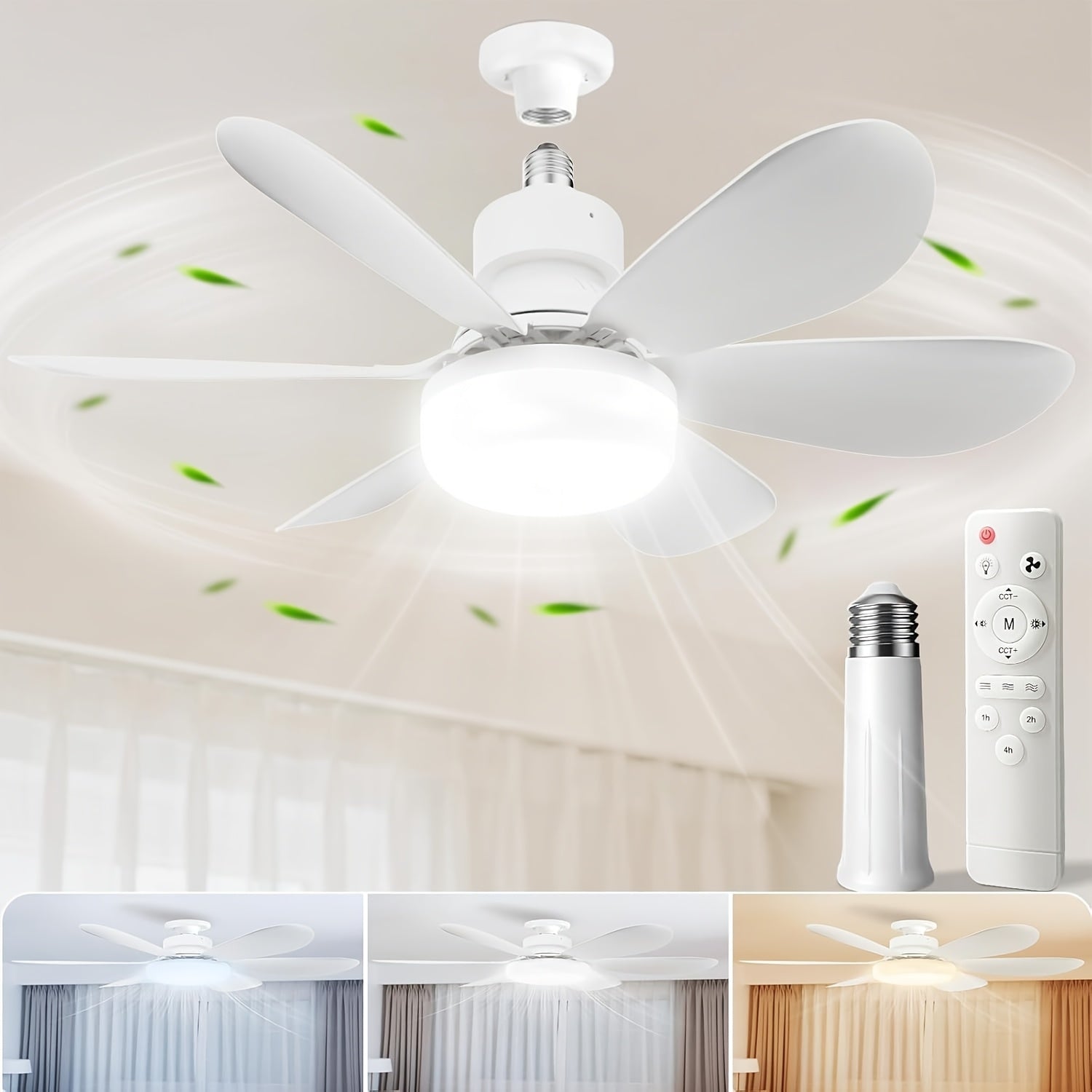 Sofucor 1 Piece 20" Flush Mount Ceiling Fan with Light, Remote Control, Small Ceiling Fan with Light, Timing & Dimmable 3 Colors, E26 Base Ceiling Fan, Ideal for Bedroom, Living Room, Garage, Kitchen