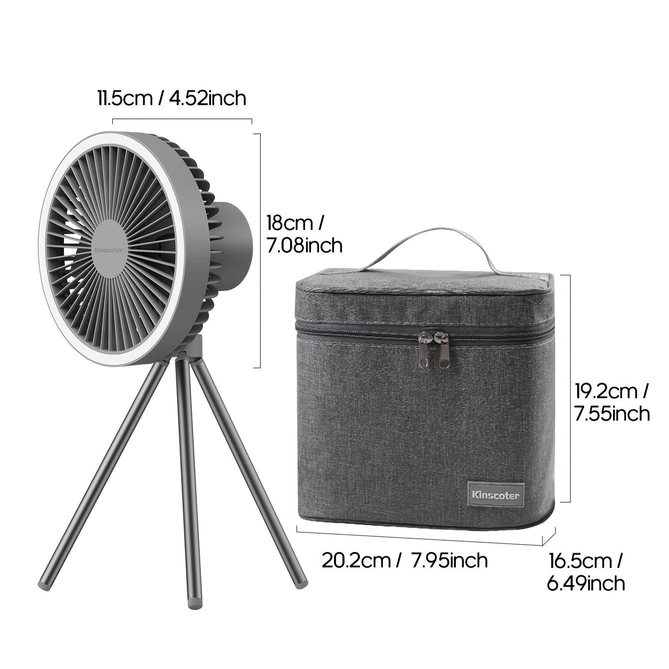 Outdoor Essential 10000mAh USB Rechargeable Camping Fan, Timing Portable LED Ceiling Camping Light Fan with Metal Tripod, Can Be Used as Power Bank, Suitable for Outdoor Camping Home Office, Equipped with Portable Storage Bag