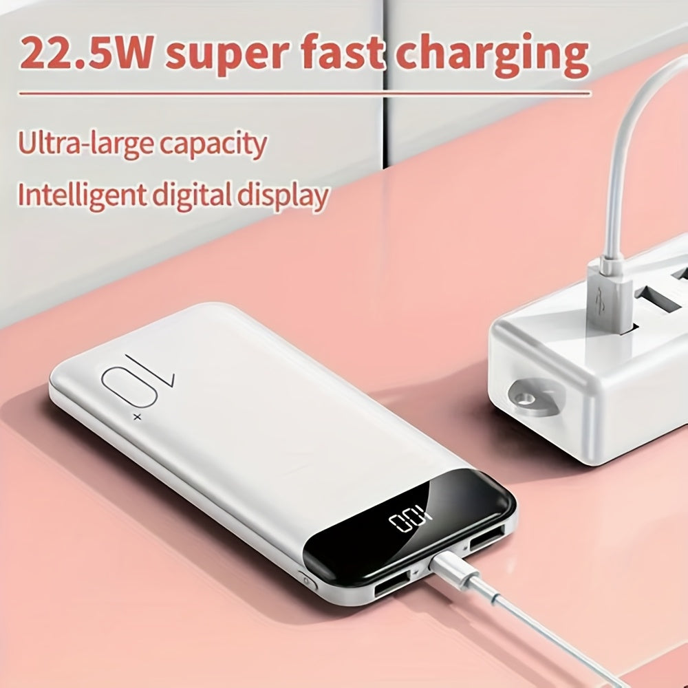 JONKUU 10000mAh Portable Charger with 22.5W PD & QC 4.0 Fast Charging, 3 Outputs + 2 Inputs, USB-C Input/Output, Compact Lightweight External Battery Pack for iPhone, Android Tablet, Phone, Multidevice Charging, Sleek Design, Sturdy Construction, Smartpho