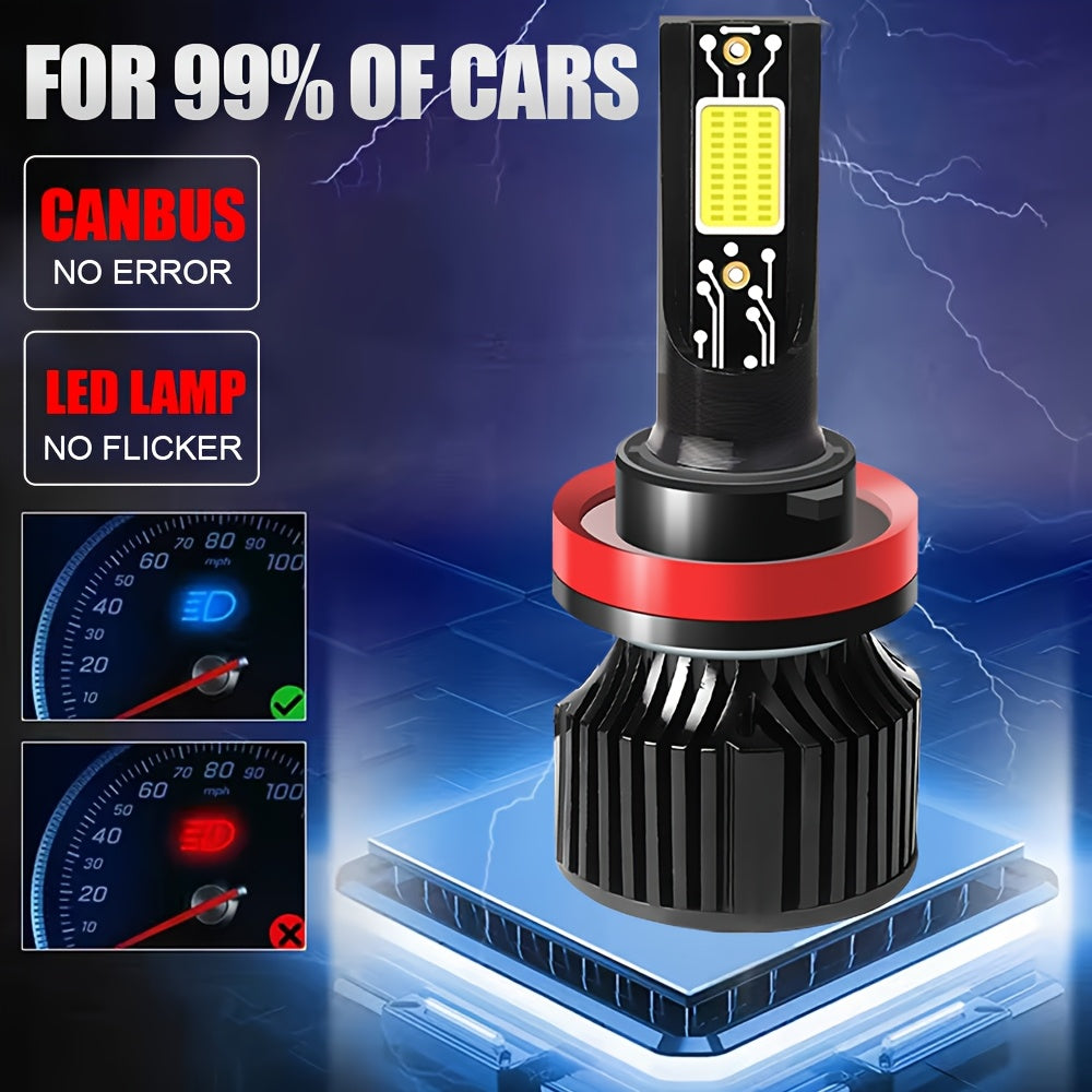 2PCS Car LED Headlights, High/Low Beam Integrated, 500m Illumination Range, H1, H4, H7, H11, CSP Chip, CANbus Compatible, Error-Free, HB3/9005, HB4/9006, HIR2/9012-G05, 12V/24V, 400% Brightness Increase, No External Battery Needed