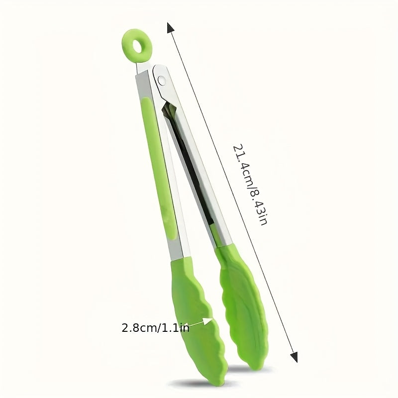 1PC Stainless Steel Food Tongs with Nylon Grip, 7 Inch Mini Heat Resistant Non-slip BBQ Tongs, Lockable Design Strong Grip, Ideal for Kitchen Cooking Outdoor BBQ Camping, Perfect Holiday Gift for Christmas Halloween Easter Thanksgiving Valentine's Day