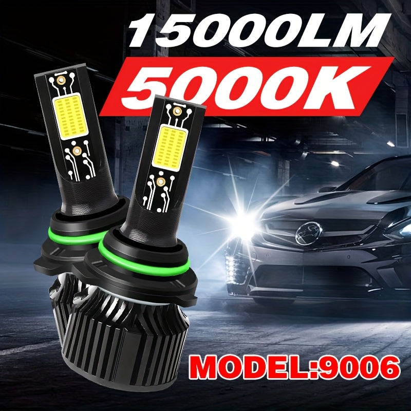 Car LED Light Kit (2-Pack), for Car Headlights, Compatible with 9005/HB3, 9006/HB4, H11, H4, H7, H1, F17 Models, Provides 15000 Lumens and 180W of 5000K White Light Illumination, No Battery Included
