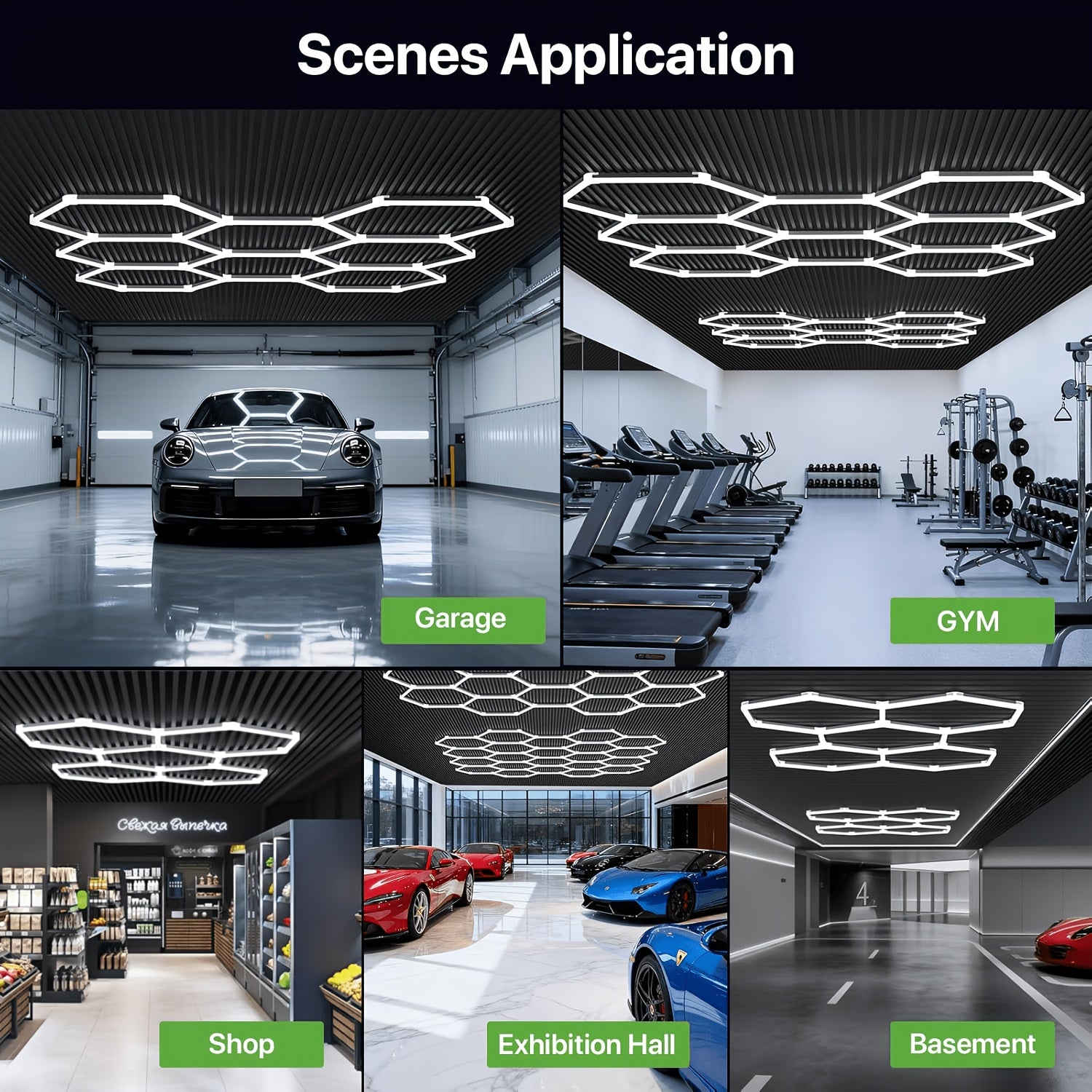 LED hexagon garage light, barbershop ceiling light, shopping mall energy-saving lighting lamp, 11 holes 46 tubes, DIY honeycomb tube shapeable, ultra-bright effect LED tube AC100-265V, suitable for energy-saving lighting in garages, gyms