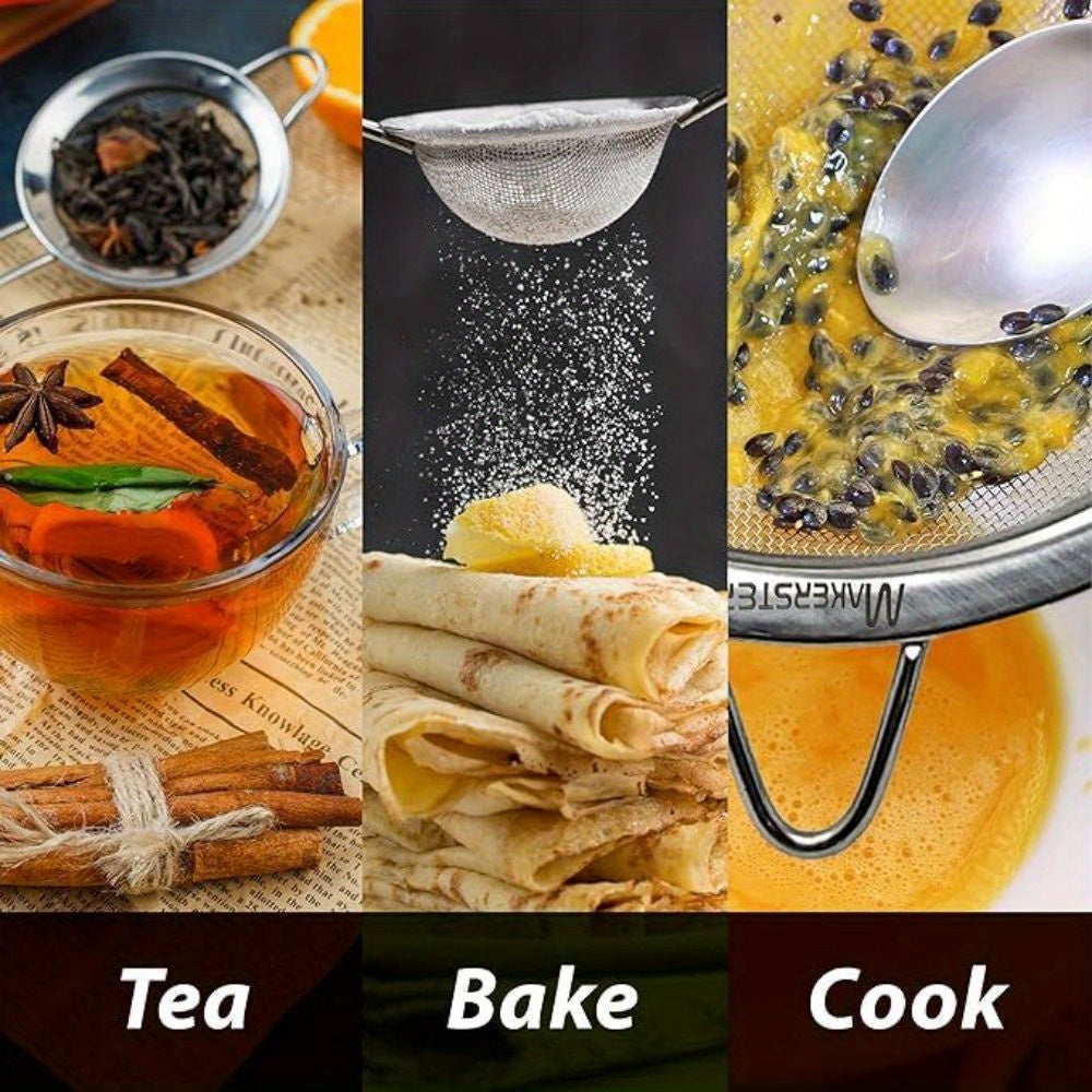 Fine Mini Mesh Strainer, Stainless Steel Small Sieve with Handle, Ideal for Cocktail, Tea, Coffee, Juice, Durable Food Filter, No Electricity Required, Perfect for Home and Professional Chefs