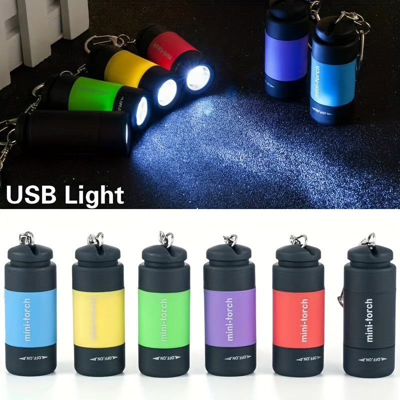 USB充电便携式手电筒钥匙扣迷你强光灯 露营超亮灯具 户外用品 IP44防护等级
