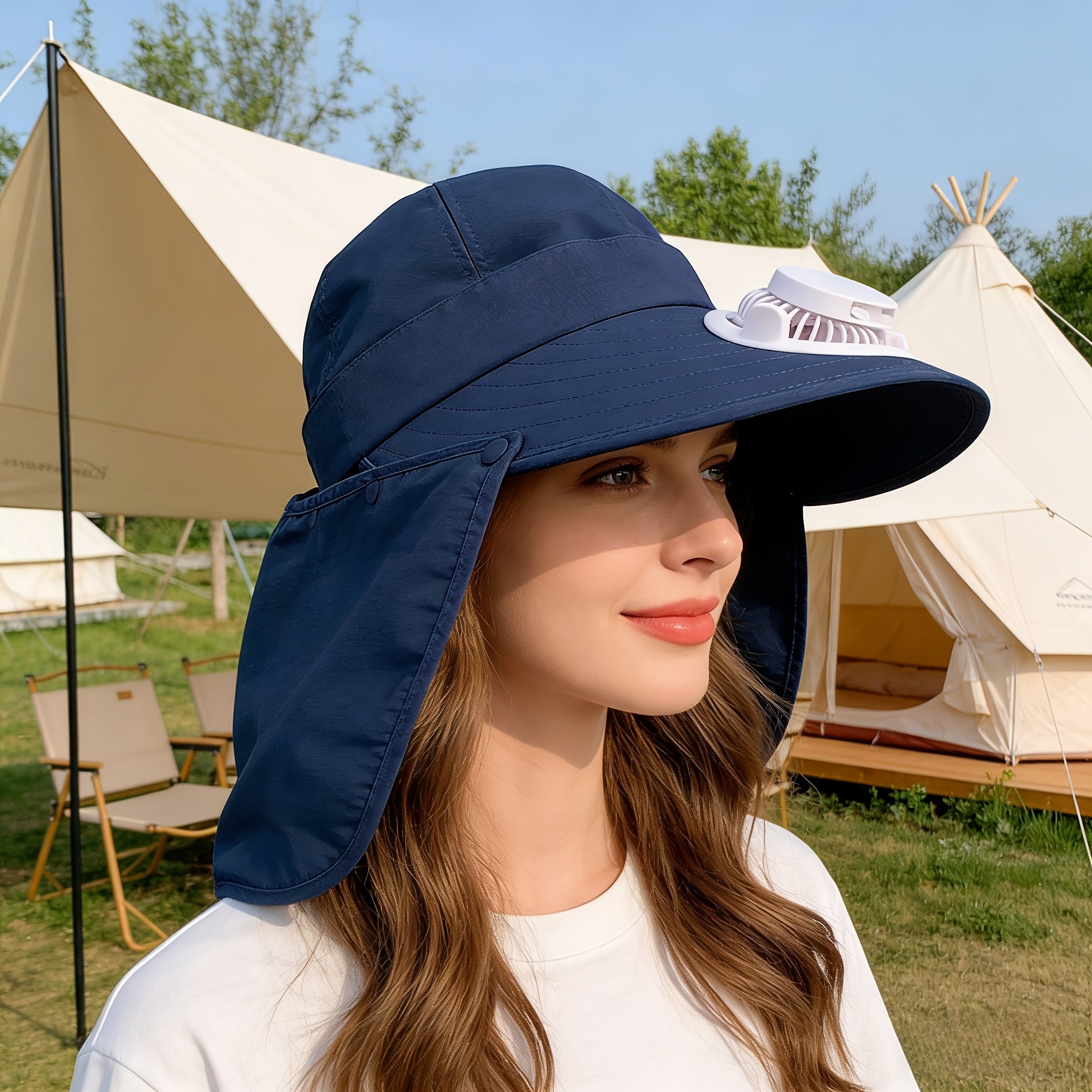 Women's Exclusive Solar + USB Dual Charging Top Fan Hat | Built-in Battery, Long Lasting Battery Life, Stylish Shape, Essential for Outdoor Travel, Tennis and Hiking