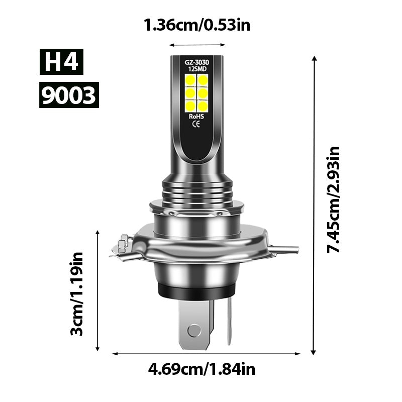 2PCS H4 9003 LED Headlight Bulbs Car and Truck Parts High/Low Dual Beam Kit 8000K Blue