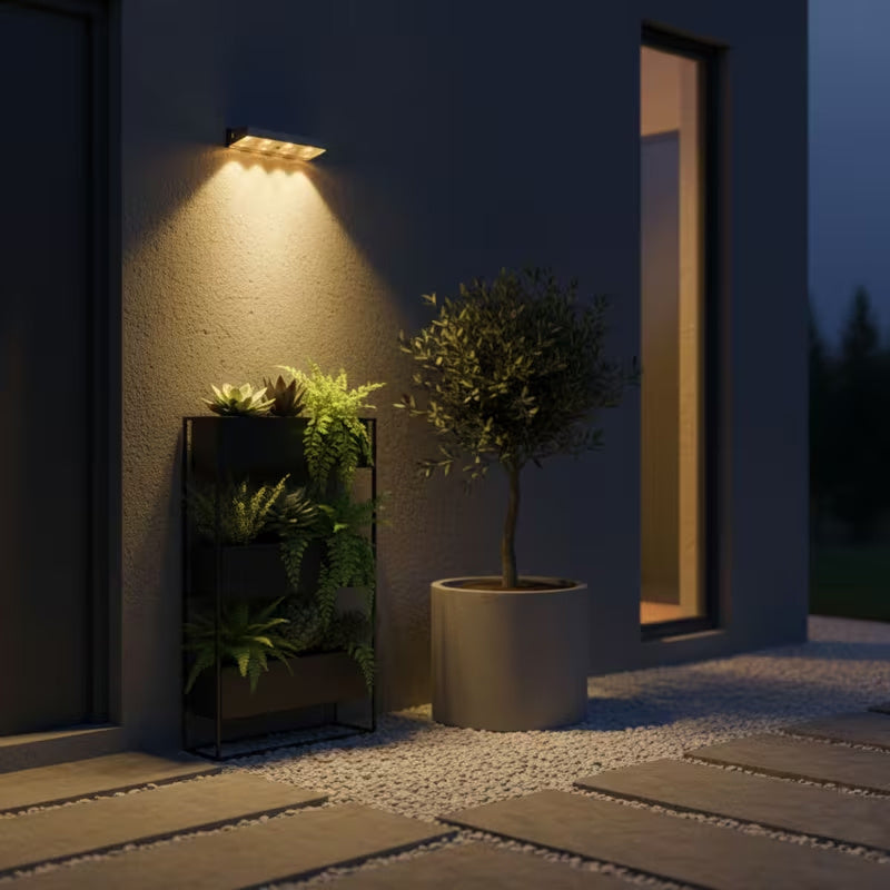 FACHOI 2-Piece 3/4 LED Solar Wall Light with Large LED Bead Design, Wider Lighting Range, RGB Effect and 9 Different Light Colors. Suitable for Street Walls, Stairs, Paths, Courtyards, Patios
