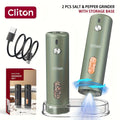 Electric Pepper Grinder Rechargeable – Automatic Salt & Pepper Grinder Set with 3.72oz Container, Exterior Adjustable Coarseness, White LED Light & One-Hand Operation – Perfect for Kitchen, Outdoor, BBQ & Gift Giving