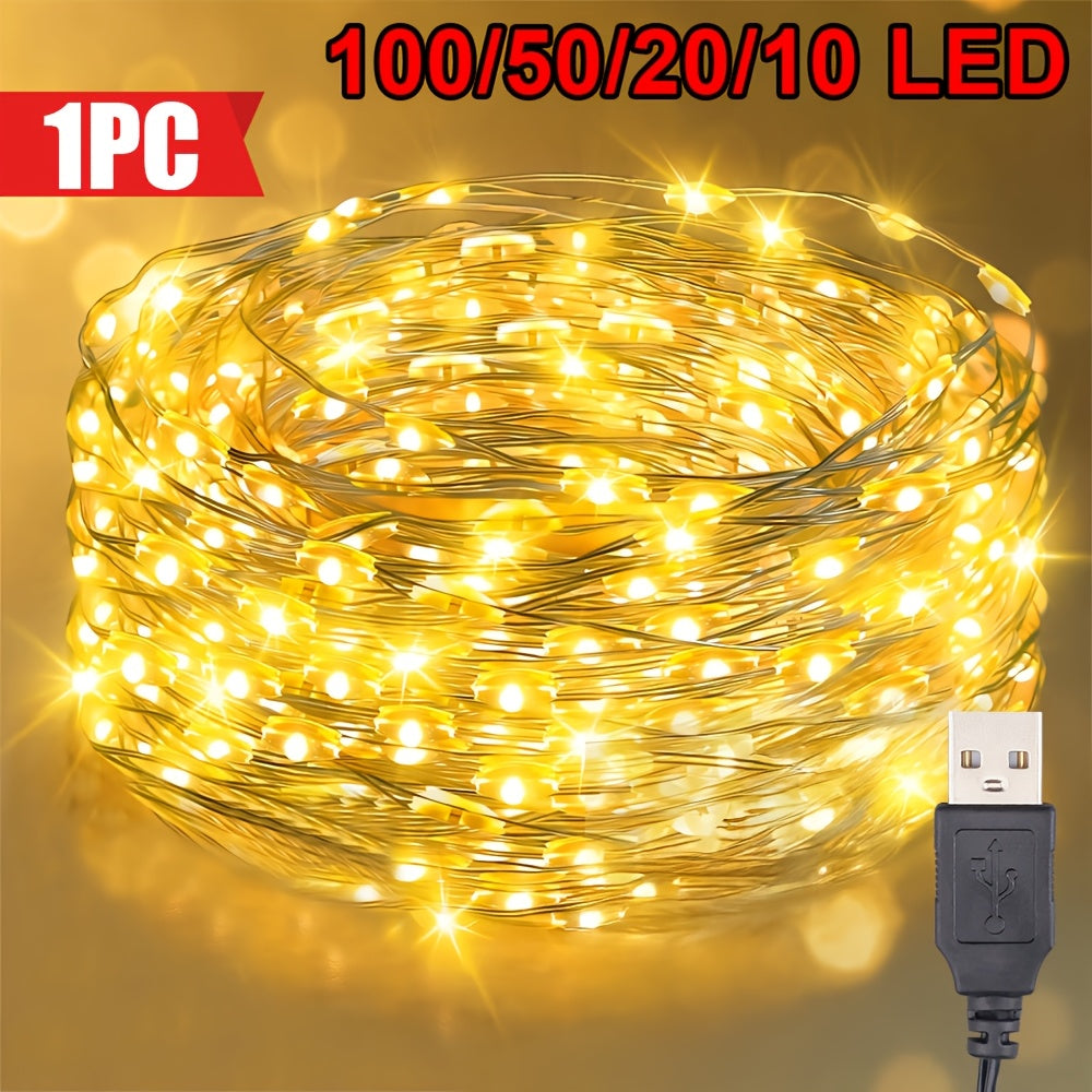 Majisu 1 件 USB LED 灯串，100/50/30/10 LED 灯珠 - 适用于婚礼、派对、生日和圣诞节装饰，营造室内氛围的梦幻彩灯