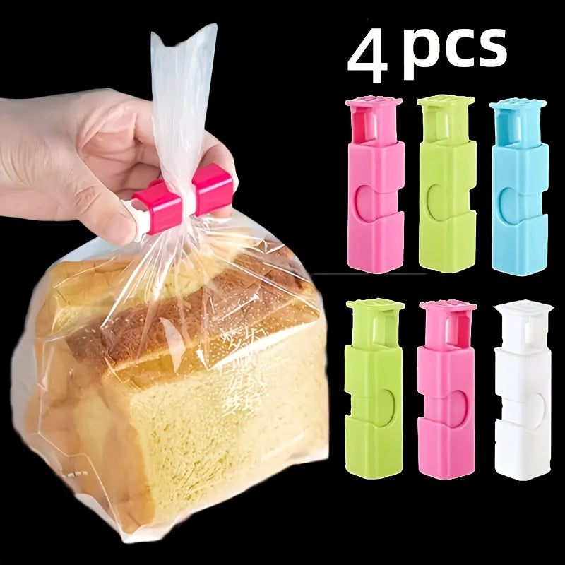 4-Piece Bag Sealer Clips - Universal for Plastic & Bread Bags - Home Food Freshness Preservation Tool