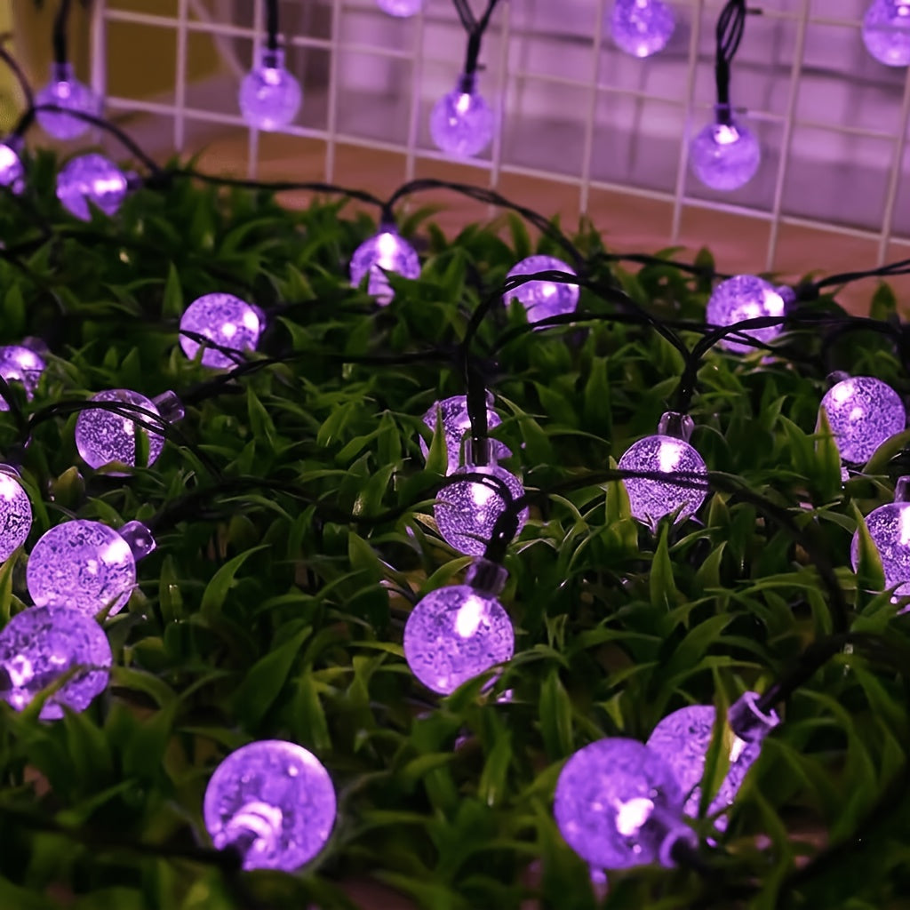 100/50/20 LED太阳能户外灯 | 紫色球形串灯，8种照明模式，IPX4防护等级。适用于婚礼、生日、家居装饰、圣诞节和情人节；亦是万圣节和圣诞装饰的理想之选