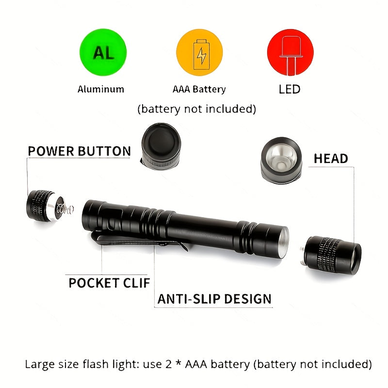 One or Two Portable Red Light Flashlights, Ideal for Camping, Hiking, Bugging, Stargazing & Aviation, Outdoor Activities & Protection - Pocket-Sized Flashlight with One Mode (Batteries Not Included), Batteries Not Included