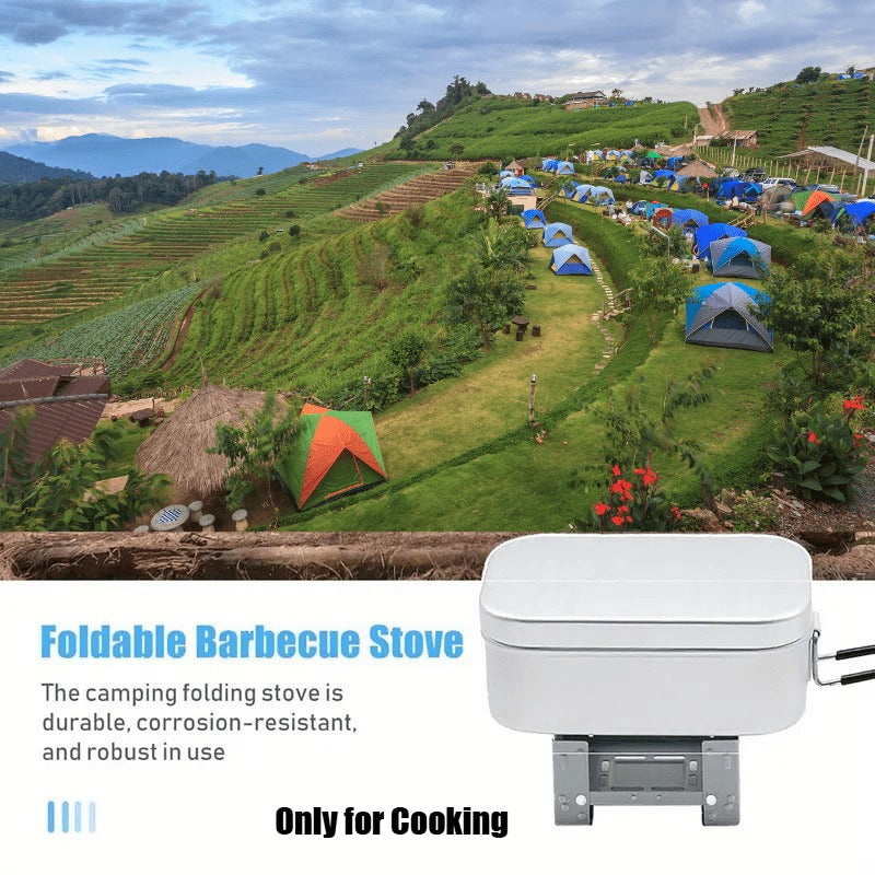 4-Piece Mini Folding Camping Stove Set - Compact Design with Windscreen & Fuel Tray, Dual-Use for Wood/Charcoal, Ideal for Hiking, Camping & Emergency Survival Kit Essentials | Perfect for Pots, Pans & Skillets, For Cooking Only, Not for Food Contact