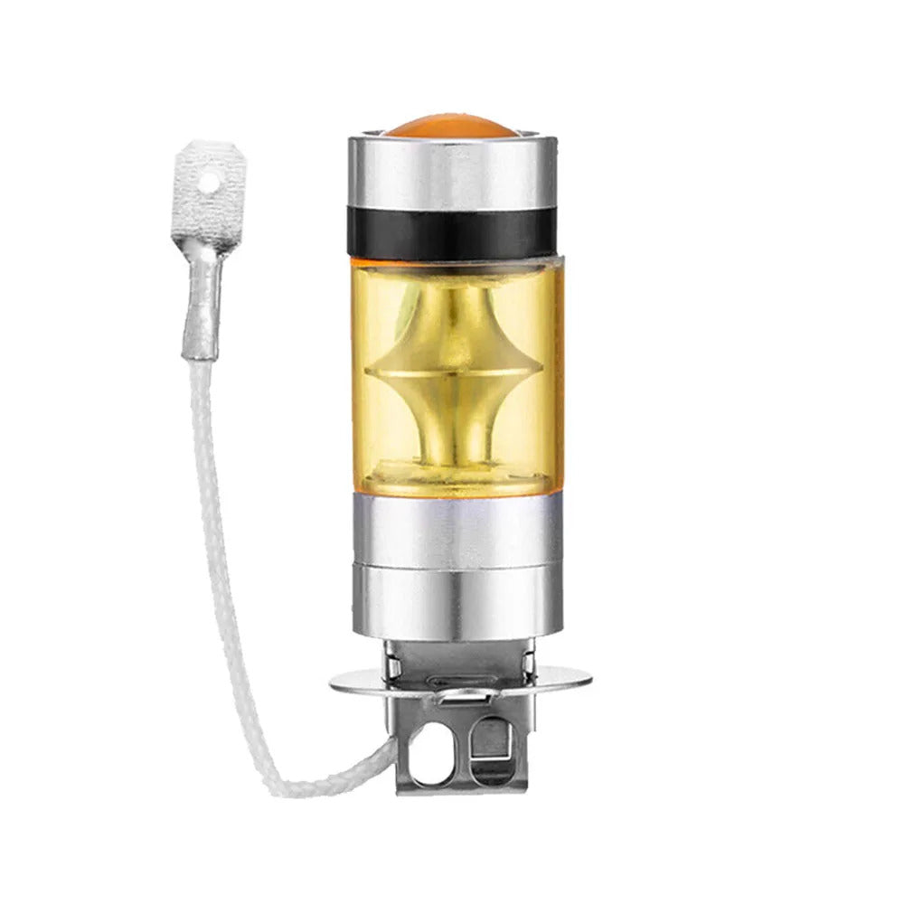 LED Headlight Fog Light Driving Light Bulb Set 4300K Yellow 100W, for Daytime Running Light Fog Light Bulb Replacement 2X H3 Super Bright, No Battery Included