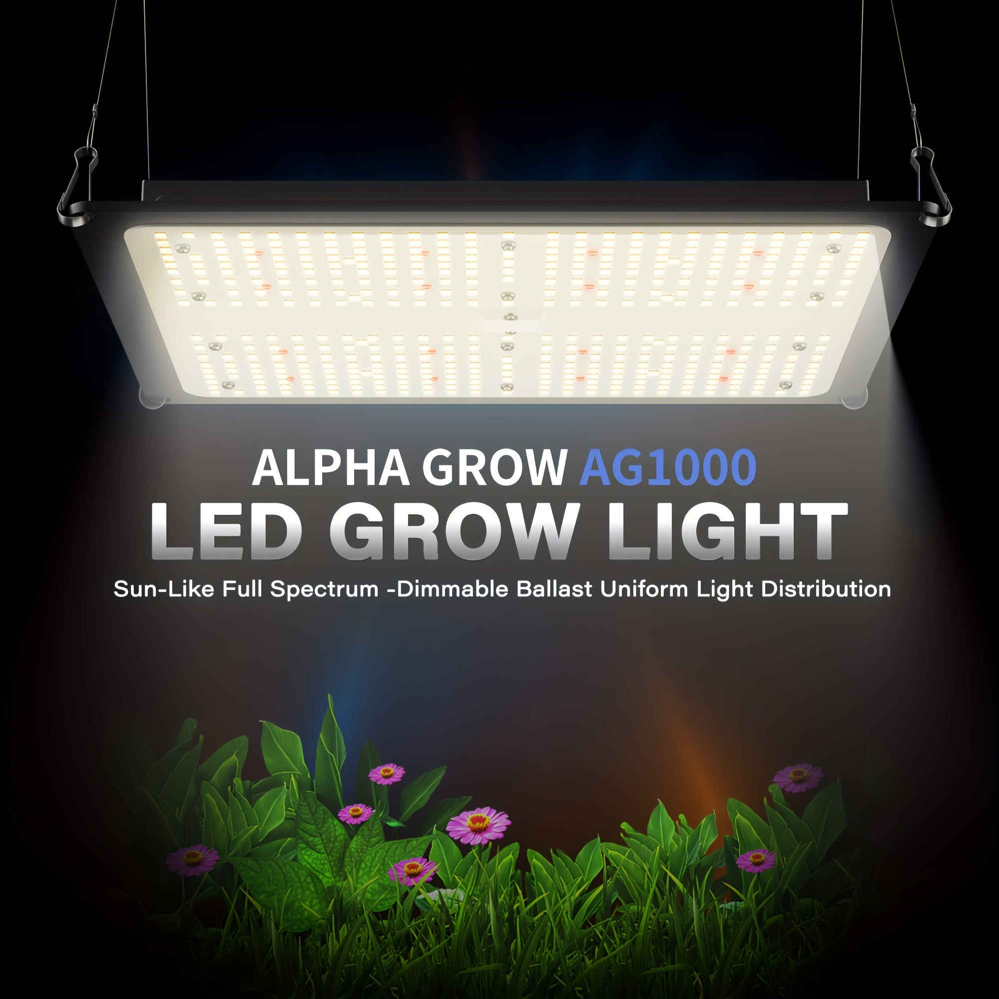 En: ALPHAGROW Ventilation & Lighting Kit: AG1000 Full Spectrum LED Grow Light | Dimmable & High Efficiency, for 2x2/3x3/4x2/4x4 Grow Tents, Includes 6" Fan Filter & 8ft Ducting with Speed Controller