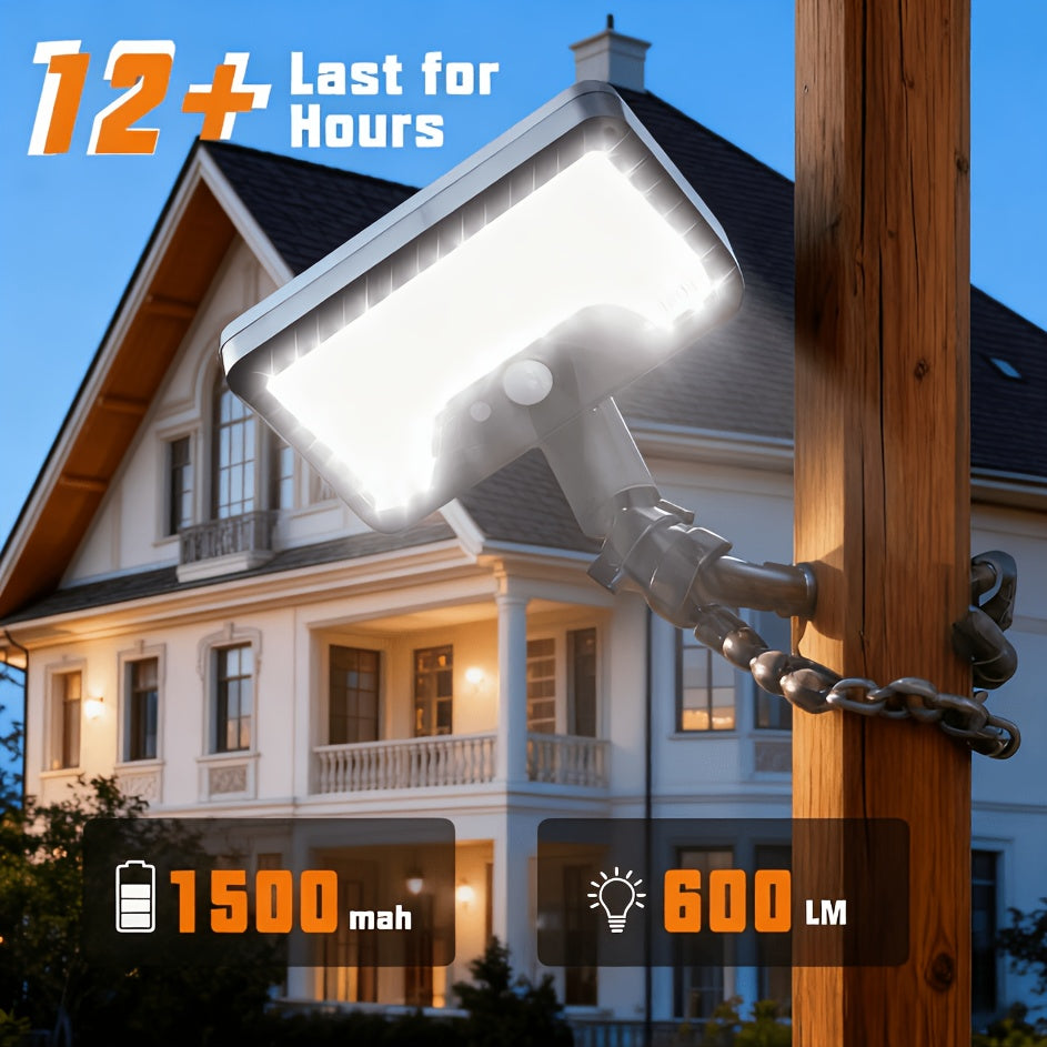One Solar Motion Sensor Light, Solar Wall Light with Foldable Flexible Bracket, 92LED Street Light, 3 Modes Auto On/Off, Perfect for Outdoor Tree Branches, Tents, Camping, Tabletops, Walls, Streets, Garden Security Lighting, Garden Decoration