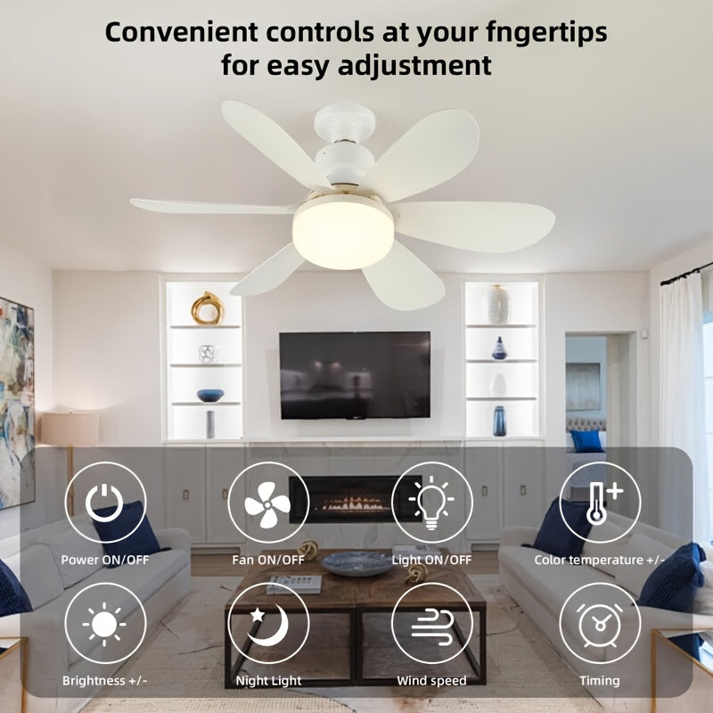 White LED Ceiling Fan Light with 3 Adjustable Speeds and Remote Control, 16.5 Inch / 20.5 Inch Fan Lighting Fixture, 30W / 40W Dimmable Color Changing Fan Light, Hardwired, 100V-240V Working Voltage, Color and Wood Grain Optional