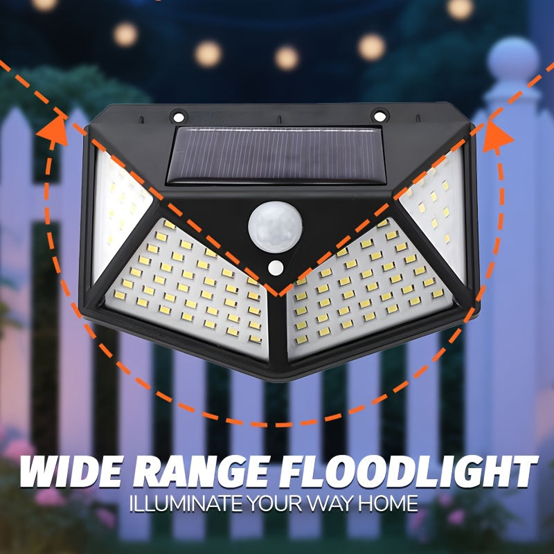 1 Pack High Brightness 100LED Motion Detection Street Light, Solar Charging Emergency Lighting, 3 Modes Outdoor Multifunctional Garden Light, Portable Wall Light, Perfect for Fences, Villas, Balconies, Pathways, Wide Area High Brightness Floodlight