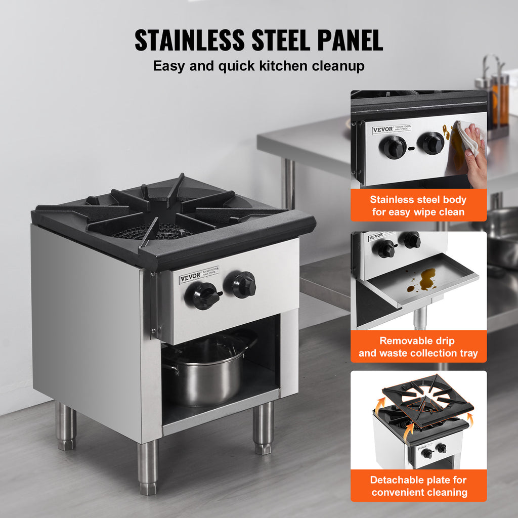 VEVOR Commercial Gas Stove, 1/4 Burner Countertop Cooking Hot Plate, Kitchen
