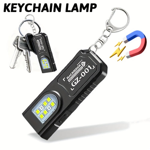 1Pc Mini USB Rechargeable Hands-Free Flashlight, Small Keychain Light, Clip-On Headlamp, 5 Lighting Modes Multifunctional Emergency Lantern, Hanging Tent Light, Perfect for Travel, Camping and Fishing