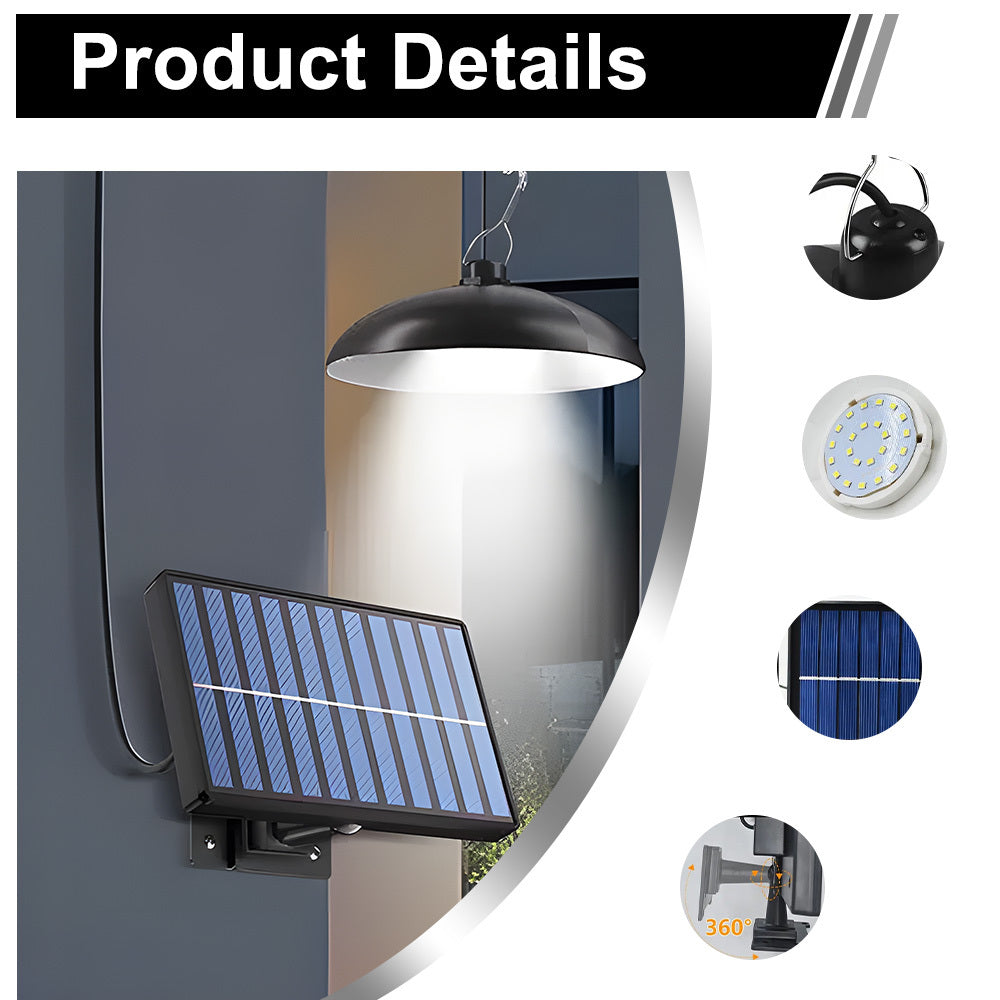 2 Pack Courtyard Solar Split Pendant Light, Outdoor Split Area Lighting LED Street Light, Hook Design Creates Nighttime Lighting Atmosphere, Easy Installation, 3 Lighting Modes, Perfect for Porch, Courtyard, Garden, Warehouse, Lawn