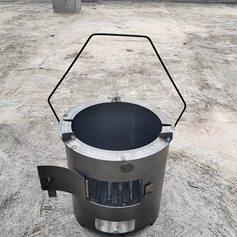 Portable Wood Stove (Charcoal Compatible) – Outdoor Cylindrical Grill with Firebox Opening & Sturdy Base, Heavy-Duty Oven, Perfect for Camping Gatherings, Can Steam