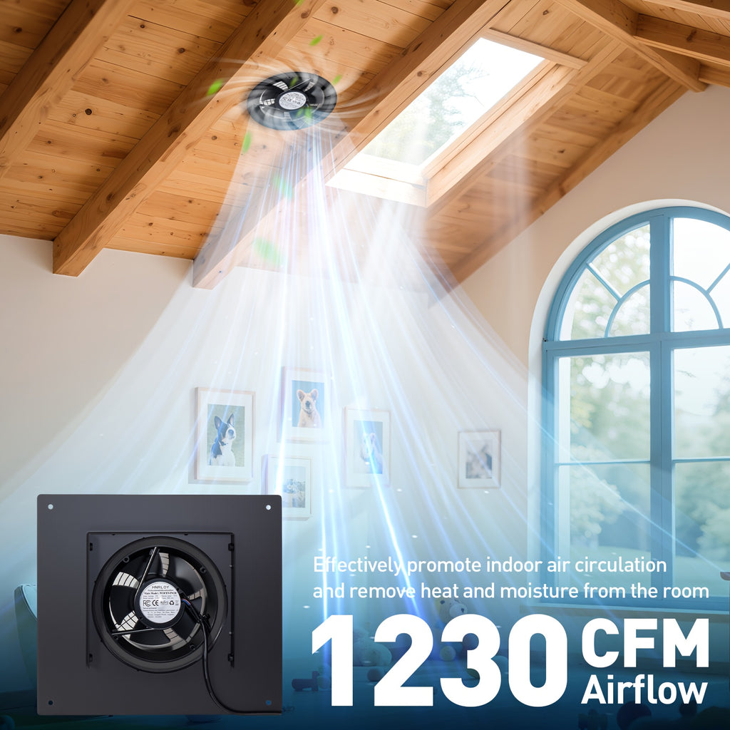 25W Solar Roof Vent Fan, 8" Detachable Roof Vent, 9.84ft Connection Cable, Rust-Resistant Coating Solar Attic Exhaust Fan, Ideal Roof Fan for Garage, Shop and Warehouse, Black