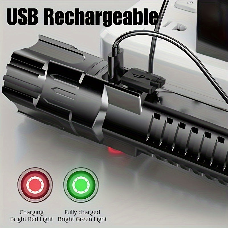 Two Ultra-Bright Flashlights, High Lumen Tactical Flashlight with 3 Modes, Zoomable, Portable Camping Flashlight for Outdoor Hiking & Home Emergency, Built-in Lithium Battery