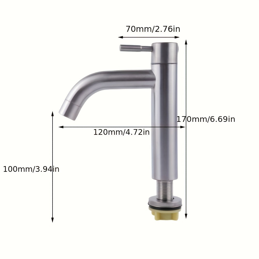 Single Hole 304 Stainless Steel Bathroom Faucet - Brushed Finish & Classic Single Handle Design, for Kitchen, Sink, Bathtub - All-Season Use