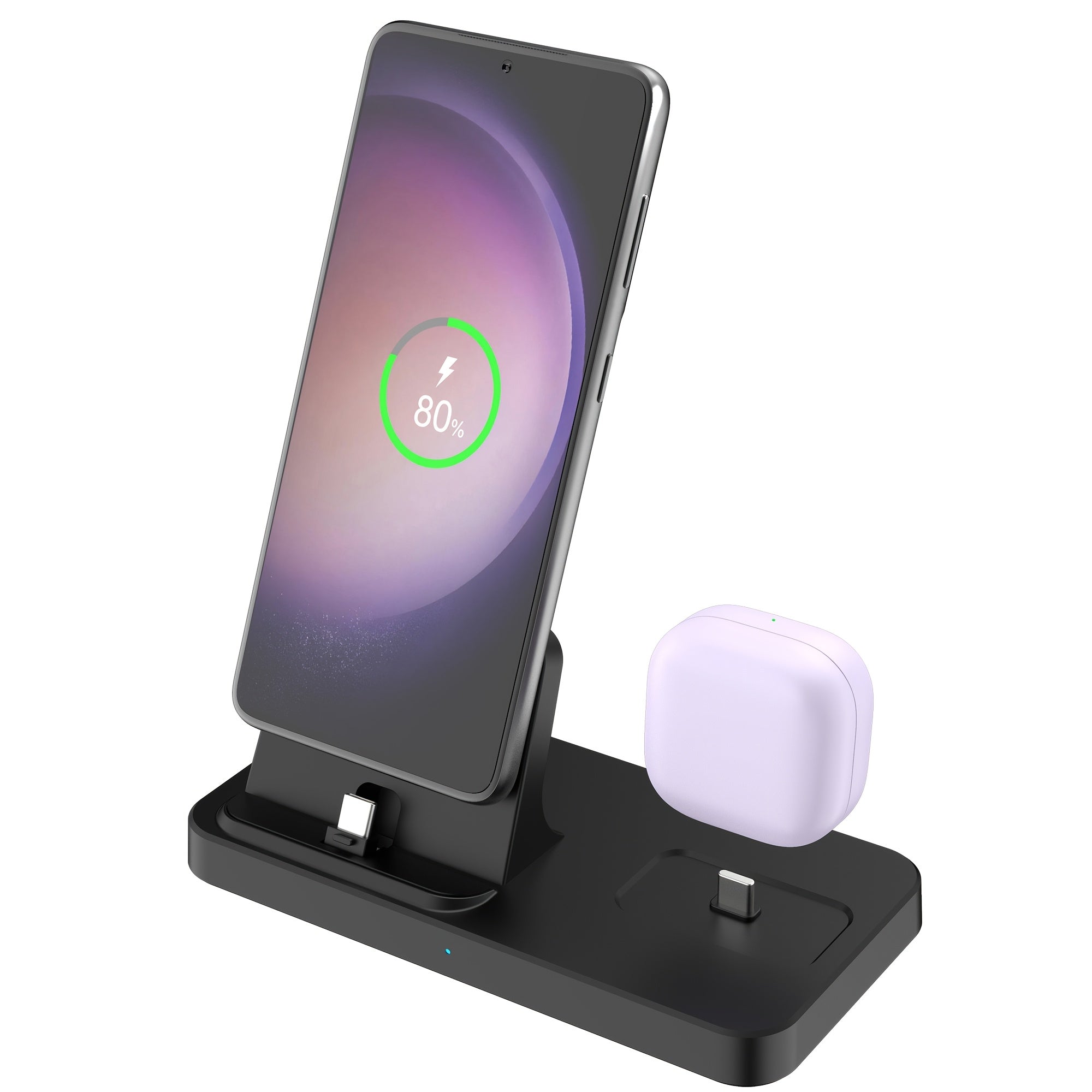 A Dual-Purpose Charging Dock for Smartphones And Earbuds Featuring a Type-C Connection, Designed As a Universal Desk Stand for Various for Samsung for Galaxy Models And Compatible with for Iphone 16/15