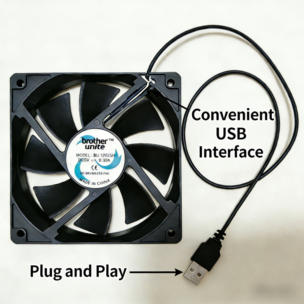 12025 Industrial Cooling Fan 5V with USB Port, for Ventilation, Heat Dissipation, Air Blowing and Mist Blowing of Electronic Appliances