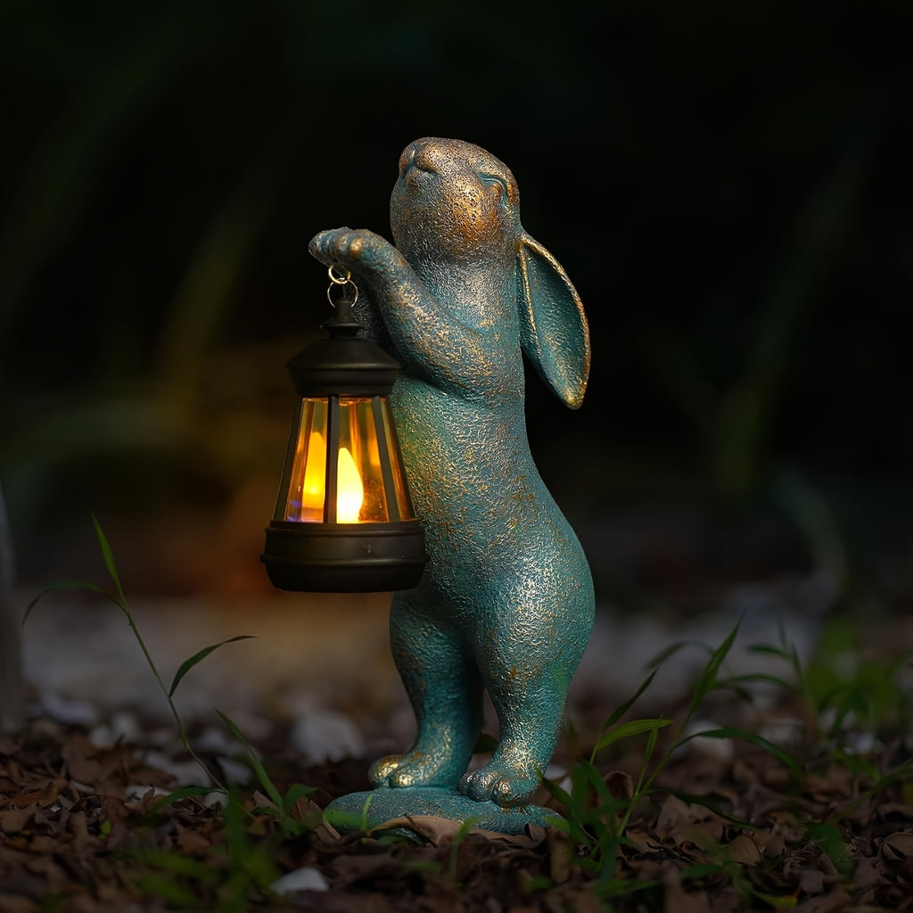 Rabbit Holding Lantern Solar Light
