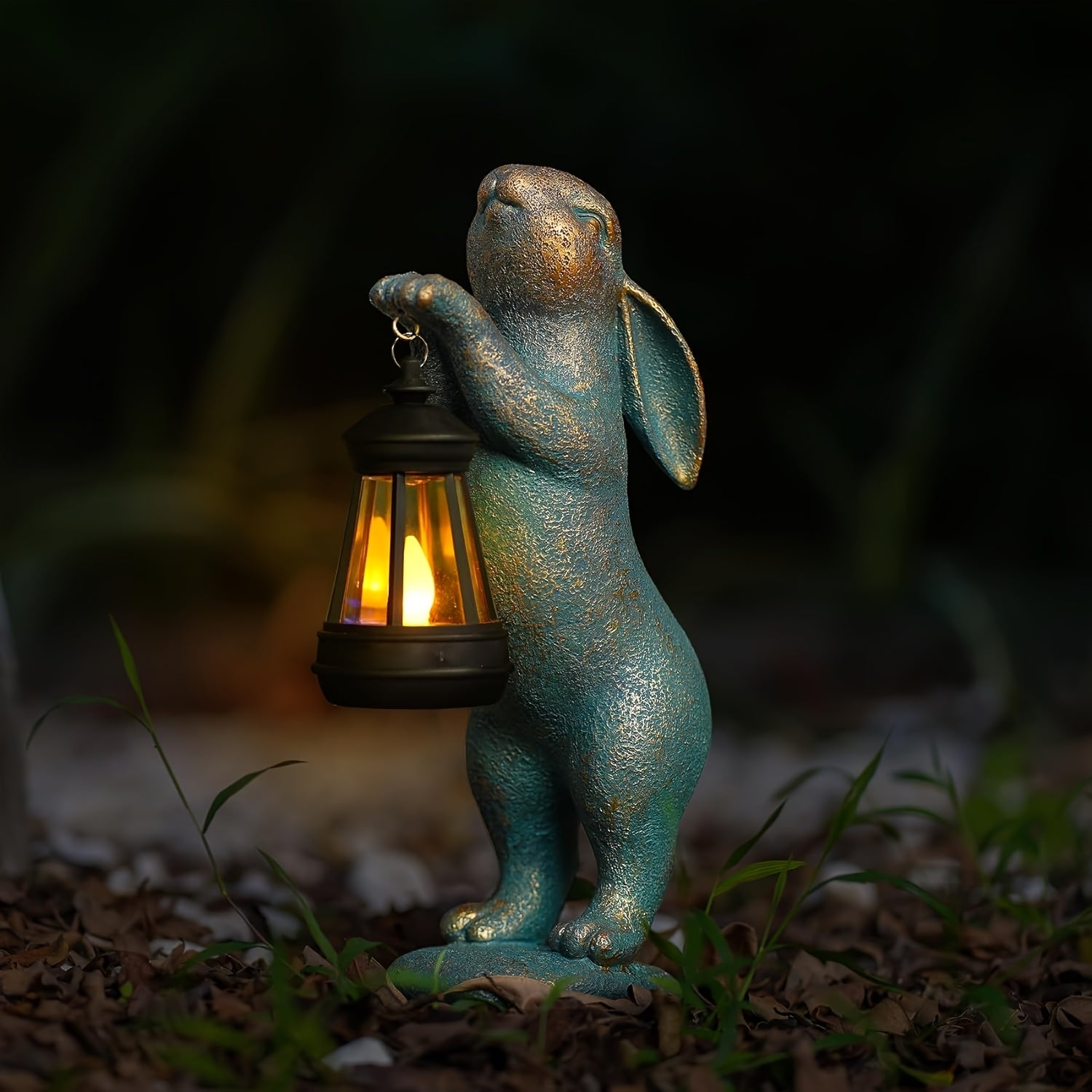 Rabbit Holding Lantern Solar Light