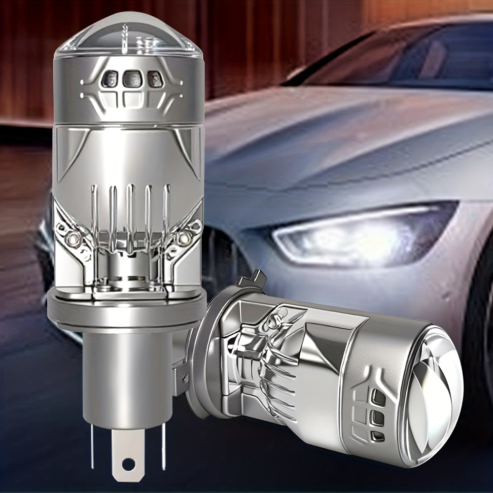 2-Pack H4 9003 HB2-QB070 50000 Lumens LED Projector Headlight with Cooling Fan, Car High/Low Beam Bulb 12V, Night Driving, Compact Design, Energy Saving Bulb, Night Commute, Suitable for Car Owners, No Battery Included
