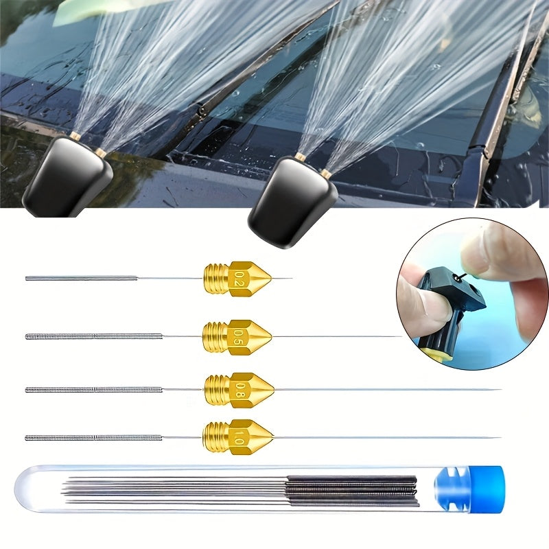 10-Piece Stainless Steel Nozzle Cleaning Tool Kit – For Windshield Wiper Jets, 3D Printer Nozzles, Gas Stove Burners, Shower Heads & Pipe Brushes