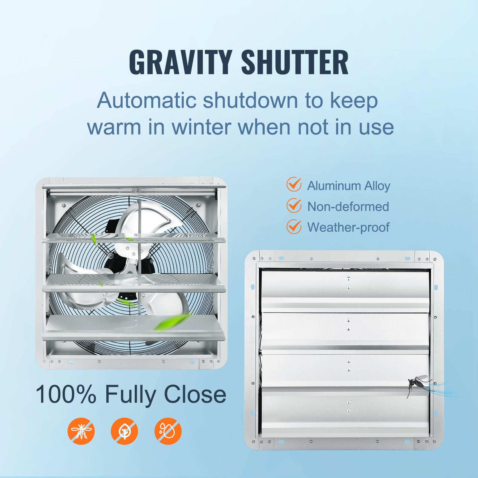VEVOR 16" Shutter Exhaust Fan with Speed Control – AC Motor, 2000 CFM, Easy Wall Mount Installation, for Greenhouses, Garages & Sheds, US Plug