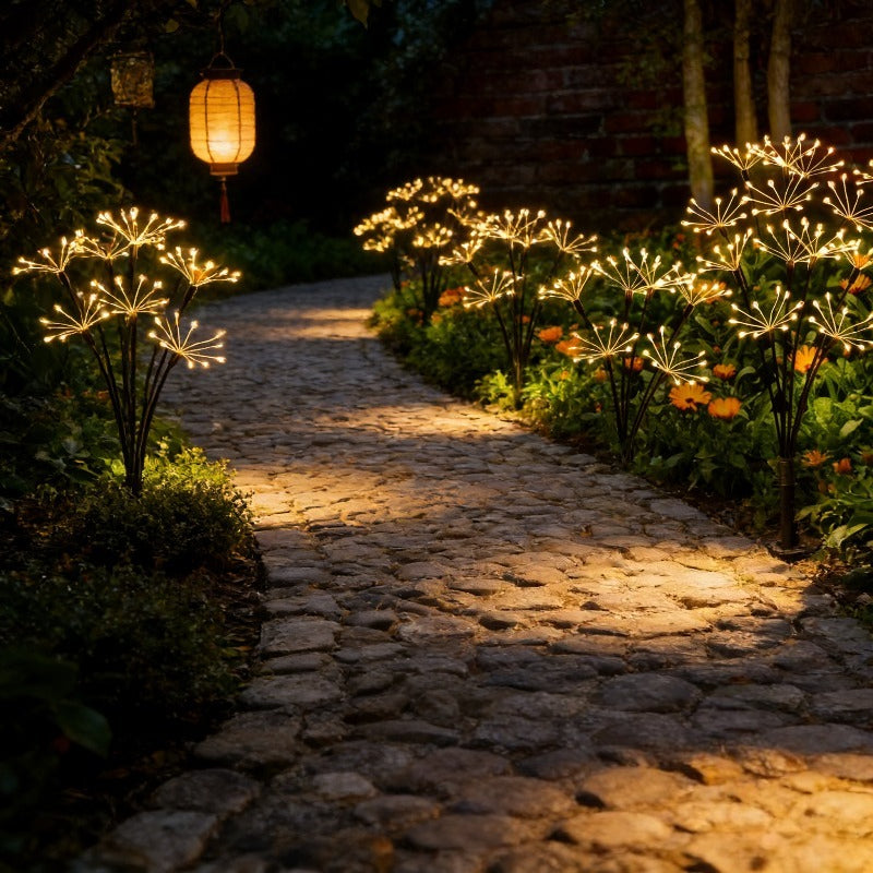 60 LED Warm Light Solar Firework Light, Specialized for Courtyard and Pathway Lighting, Garden Landscape Decoration Essential, Suitable for Outdoor Use, with Auto On/Off and Swaying Firework Design, Perfect for Illuminating Gardens