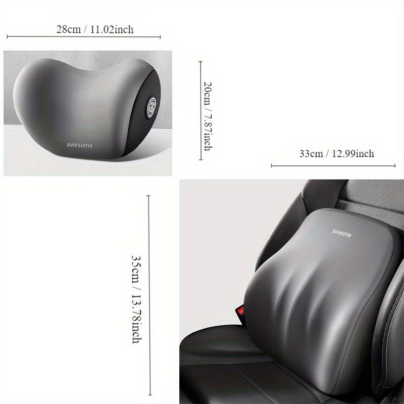 Car Headrest & Lumbar Support Slow Rebound Memory Foam Neck Pillow Lumbar Support, All-Season Universal Breathable Non-Deformable Car Pillow